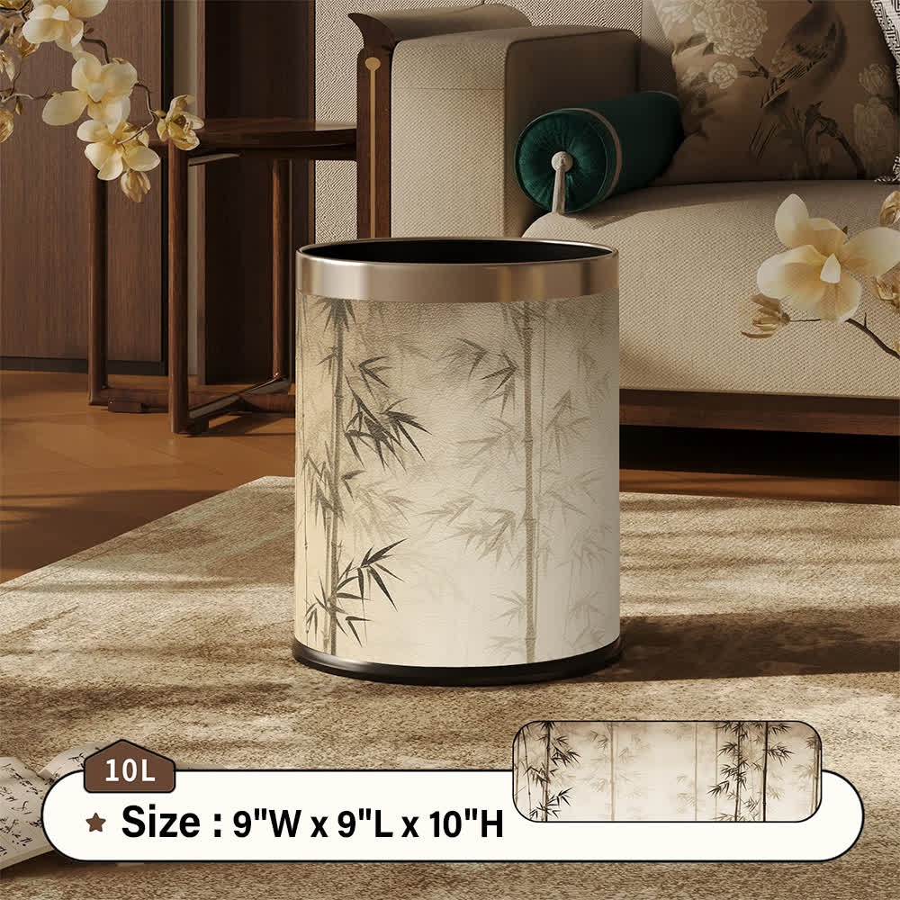 Oriental Bamboo Shadow Decorative Trash Can - Beige - Standard - 9"W x 9"L x 10"H - image 11