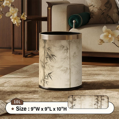 Oriental Bamboo Shadow Decorative Trash Can - Beige - Standard - 9"W x 9"L x 10"H - image 11