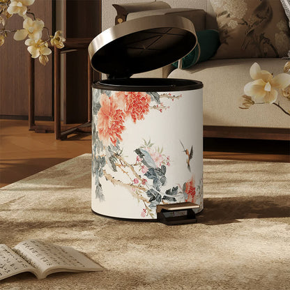 Chinoiserie Peony & Songbird Leather Trash Can - image 4