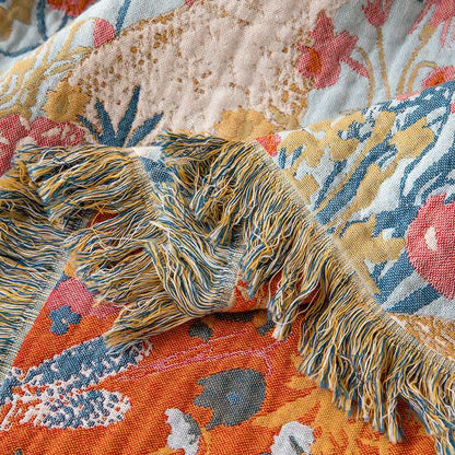 Country Floral & Bunny Cotton Gauze Quilt Blanket - image 6