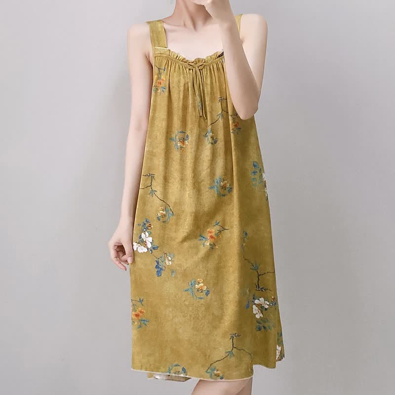 Vintage Floral Ruffle Neck Sleeveless Nightgown - image 3