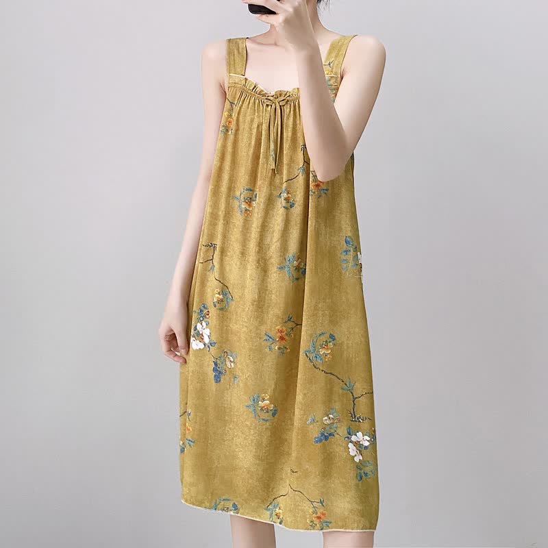 Vintage Floral Ruffle Neck Sleeveless Nightgown - image 4