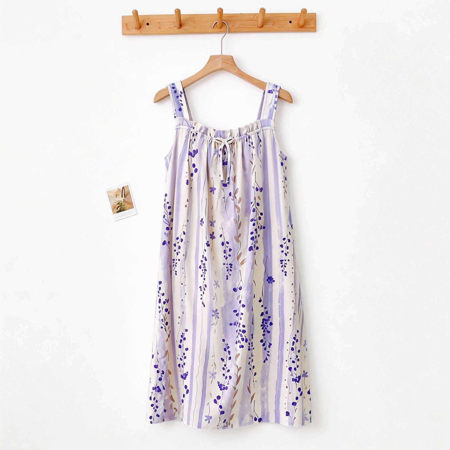 Purple Floral Ruffle Neck Sleeveless Nightgown - image 1