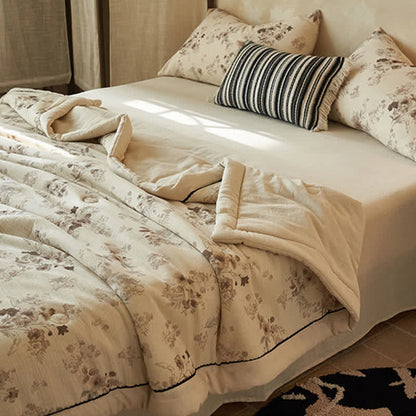 Elegant Soft Floral Cotton Linen Quilt - image 3