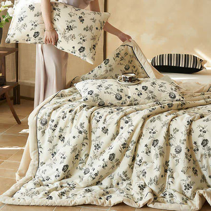Country Floral & Leaf Cotton Linen Quilt - image 5