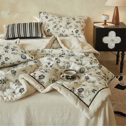 Country Floral & Leaf Cotton Linen Quilt - image 6