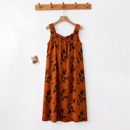 Vintage Bamboo Print Sleeveless Nightgown - image 1