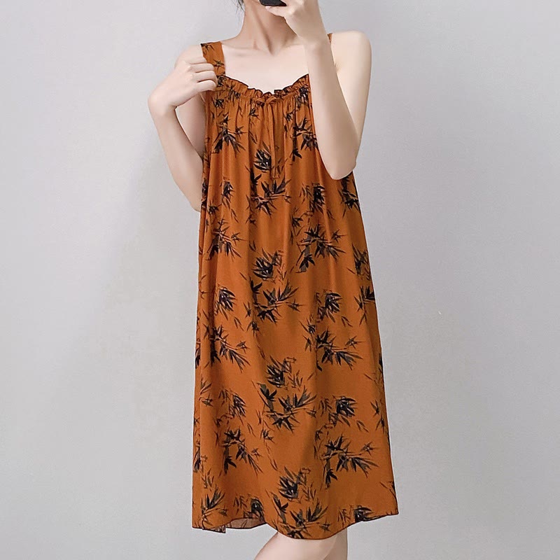 Vintage Bamboo Print Sleeveless Nightgown - image 4