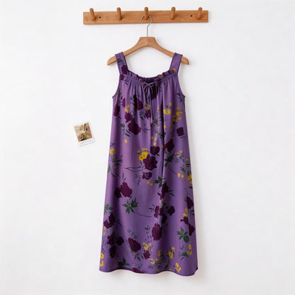 Purple Floral Print Sleeveless Nightgown - image 1