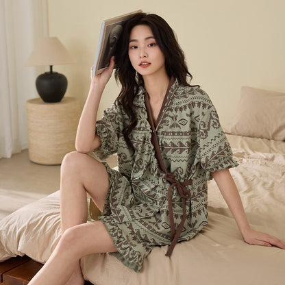 Boho Style Ruffle Sleeve Pajama Set - image 1