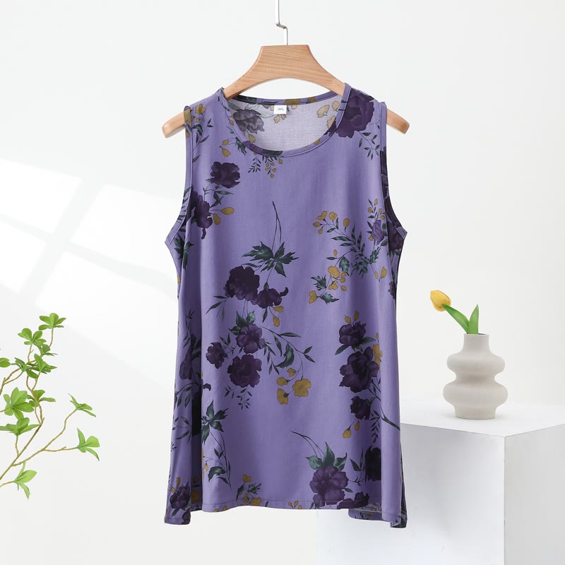 Purple Floral Tank & Pants Pajamas - image 4