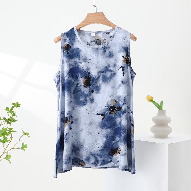 Blue Tie-Dye Tank & Pants Pajama Set - image 4