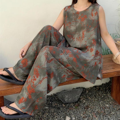 Artistic Branch Floral Tank & Pants Pajama Set - image 3