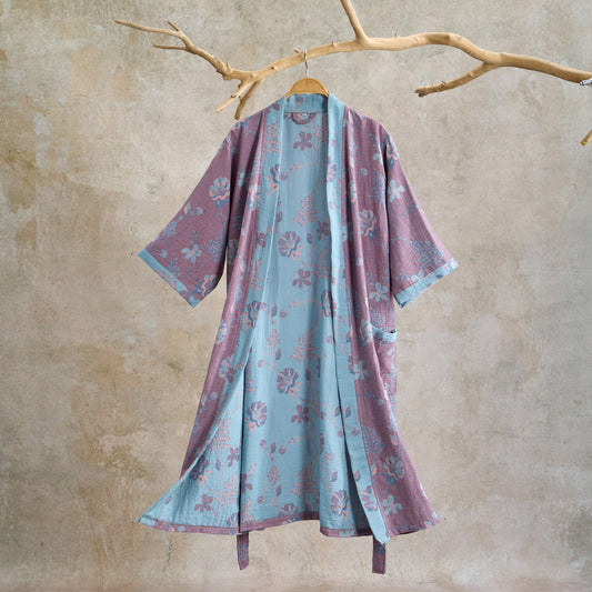 Double Gauze Blooming Floral Cotton Kimono Robe - image 0