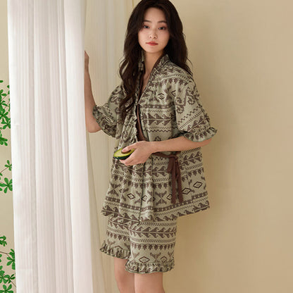 Boho Style Ruffle Sleeve Pajama Set - image 5