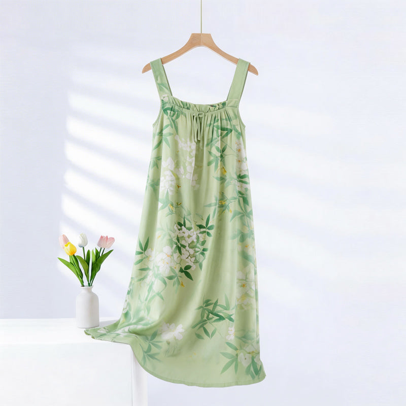 Ownkoti Green Leaf & Floral Sleeveless Nightgown - image 0