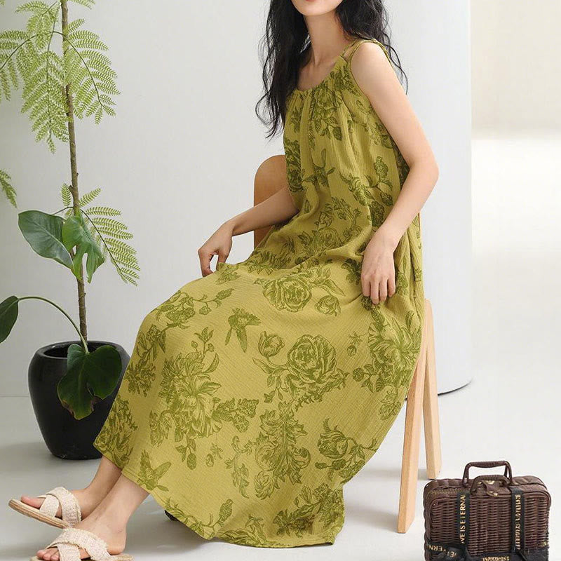 Green Floral Pure Cotton Camisole Nightgown - image 1