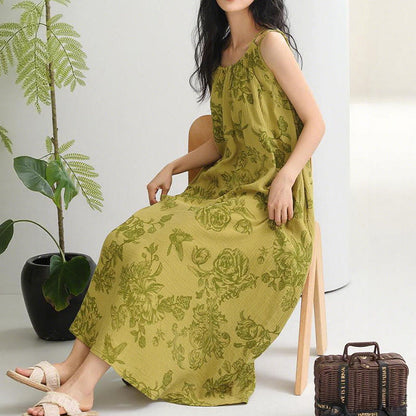 Green Floral Pure Cotton Camisole Nightgown - image 1