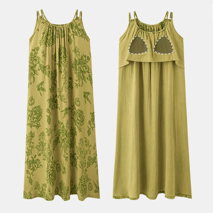 Green Floral Pure Cotton Camisole Nightgown - image 9