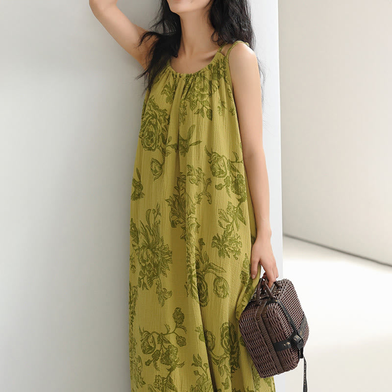 Green Floral Pure Cotton Camisole Nightgown - image 6