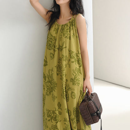 Green Floral Pure Cotton Camisole Nightgown - image 6