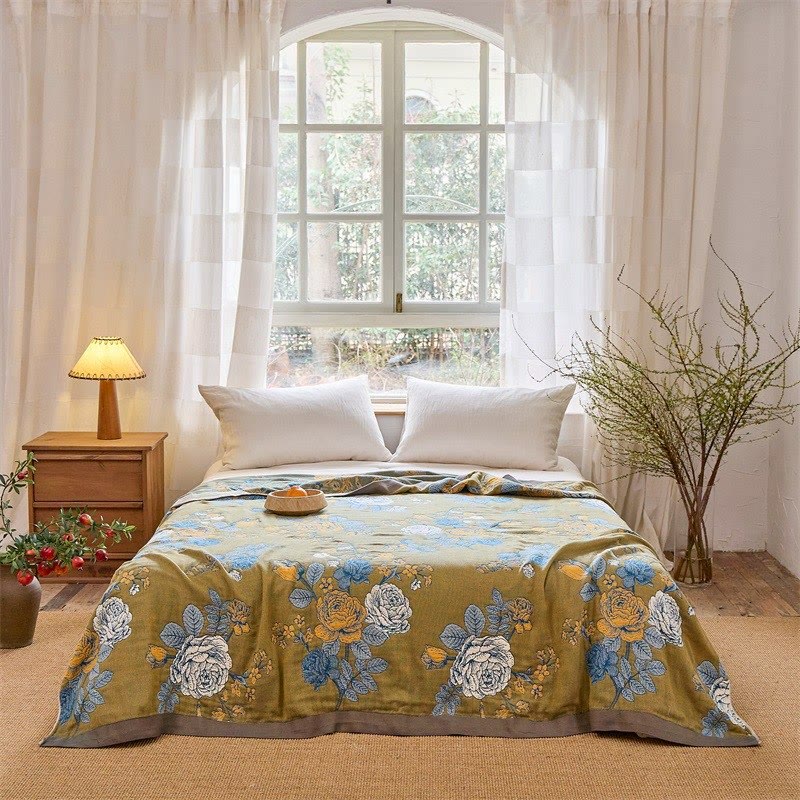 Rose Jacquard Pure Cotton Quilt Blanket - image 1