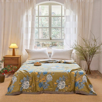 Rose Jacquard Pure Cotton Quilt Blanket - image 1
