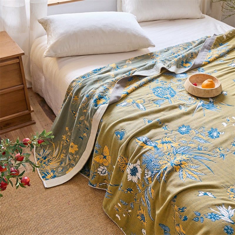 Butterfly & Floral Pure Cotton Quilt Blanket - image 3