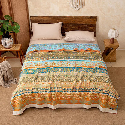 Retro Stripe Pattern Cotton Quilt Blanket - image 1