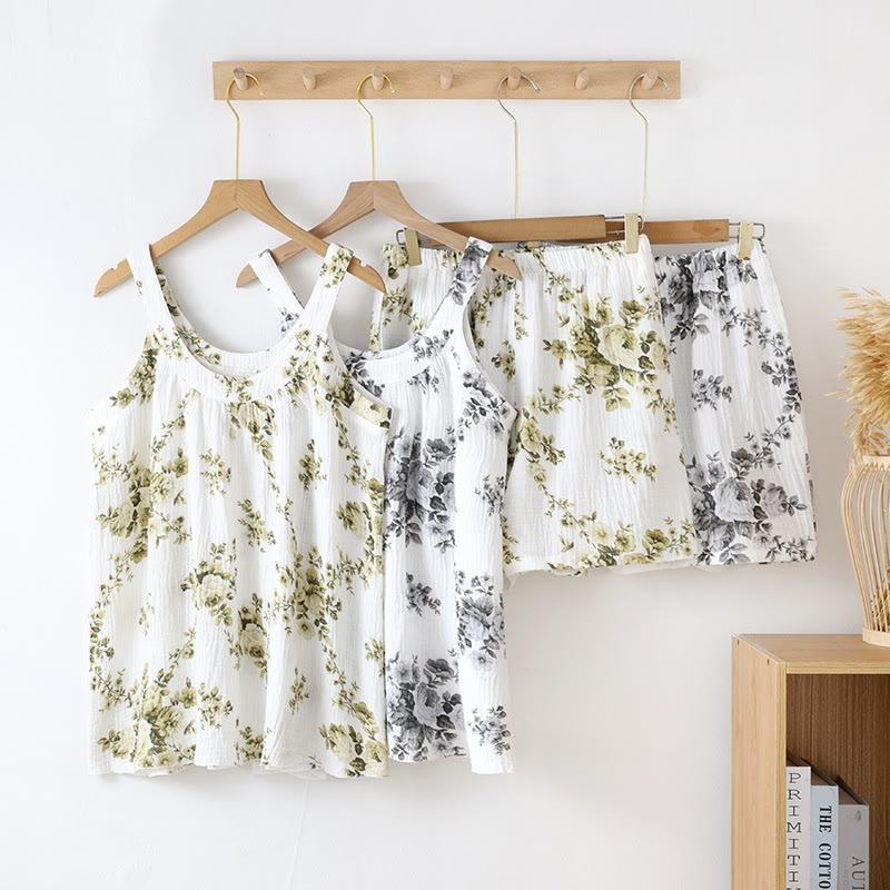 Peony Cotton Gauze Sleeveless Pajama Set - image 0