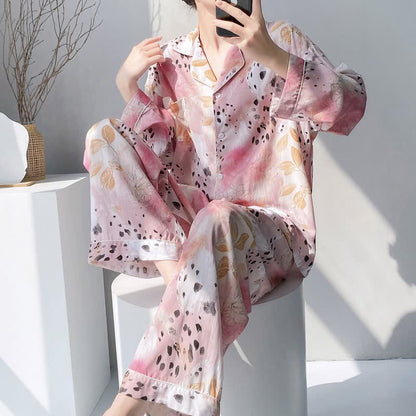 Mixed Floral & Leopard Print Pajama Set - Pink - XXL - image 0