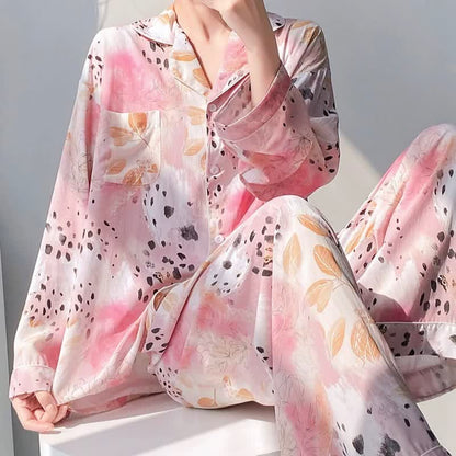 Mixed Floral & Leopard Print Pajama Set - image 2