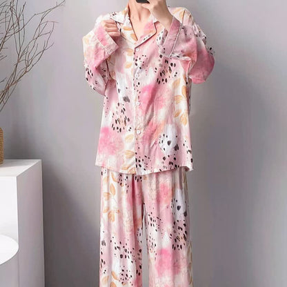 Mixed Floral & Leopard Print Pajama Set - image 1