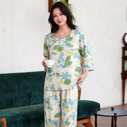 Oriental Artistic Watercolor Pajama Set - image 3