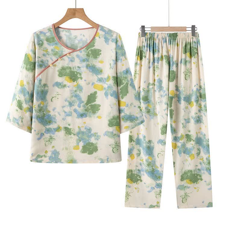Oriental Artistic Watercolor Pajama Set - image 6