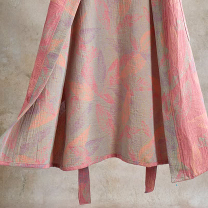 Artistic Leaf Short Sleeve Cotton Robe - image 2