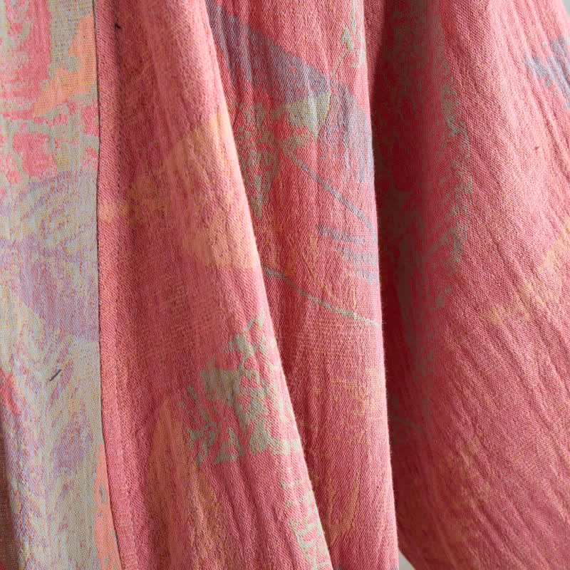 Artistic Leaf Short Sleeve Cotton Robe - image 5