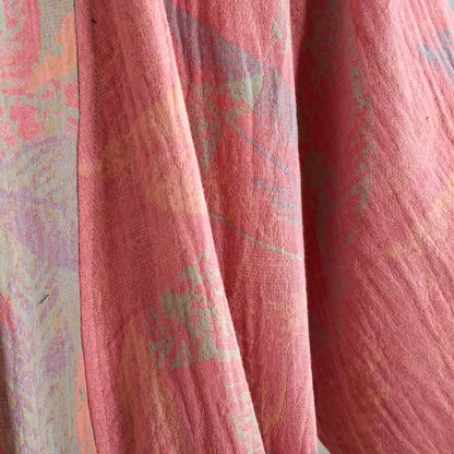 Artistic Leaf Short Sleeve Cotton Robe - image 5