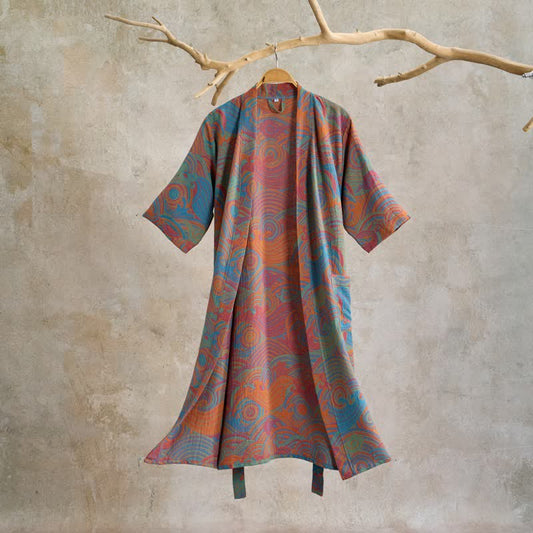 Vintgae Cloud Short Sleeve Cotton Robe - Multicolor - XL - image 0