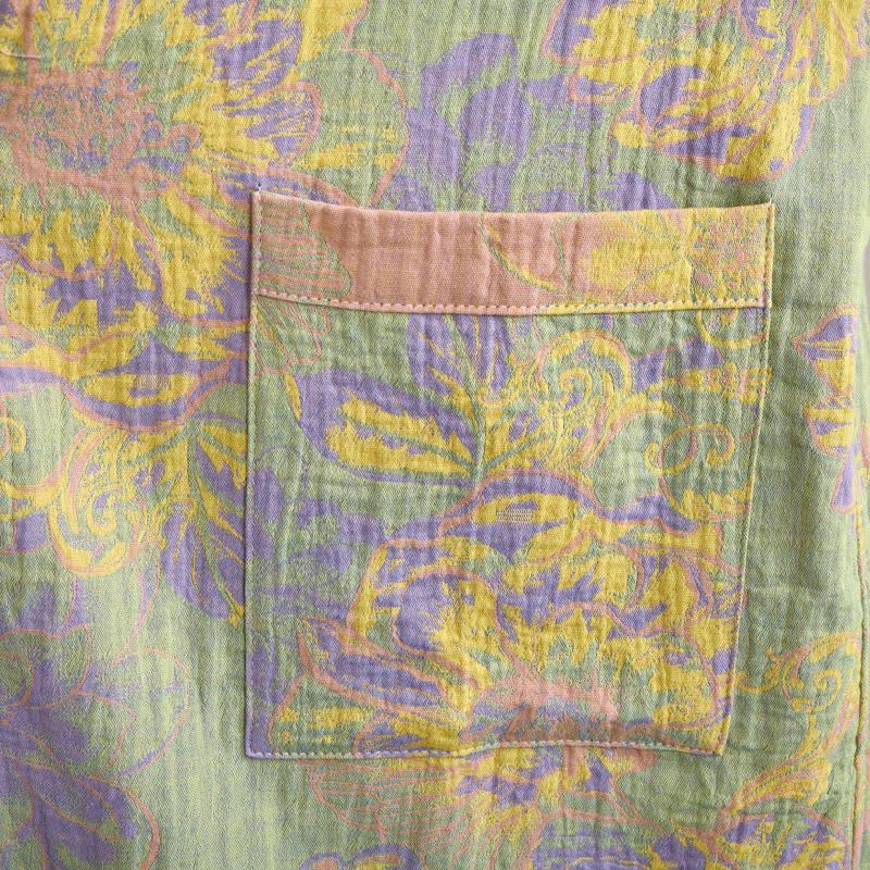 Artistic Floral Short Sleeve Cotton Robe - image 7