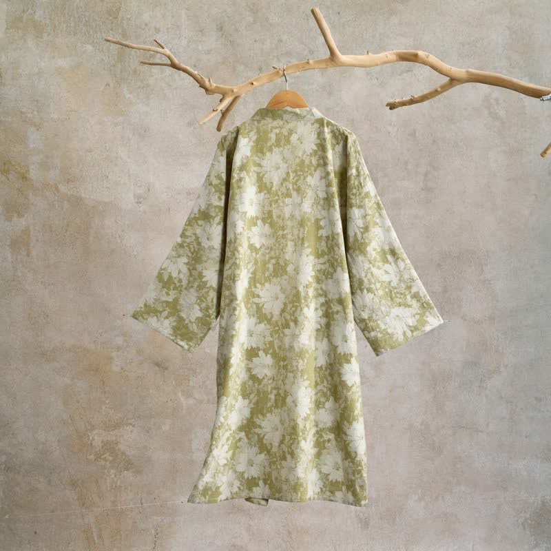 Elegant Floral Kimono Cotton Gauze Robe - image 10