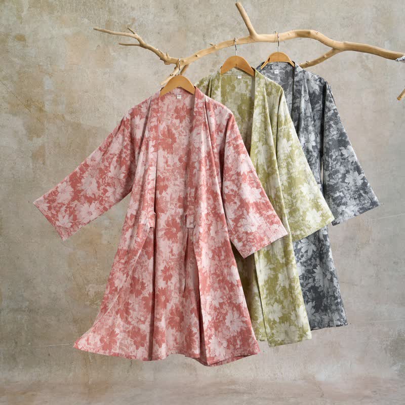 Elegant Floral Kimono Cotton Gauze Robe - image 0