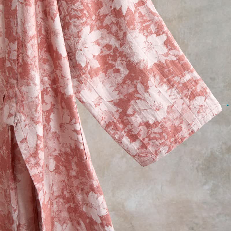 Elegant Floral Kimono Cotton Gauze Robe - image 5