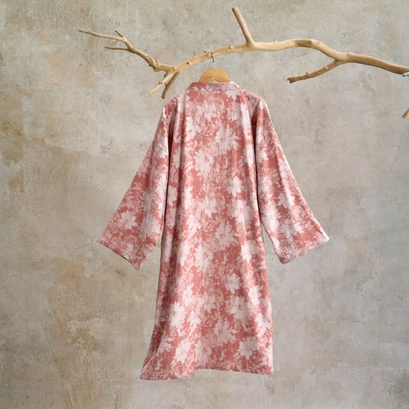 Elegant Floral Kimono Cotton Gauze Robe - image 2