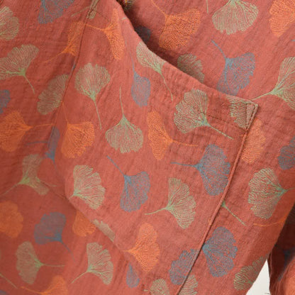 Ginkgo Leaf Cotton Gauze Yukata Robe - image 11