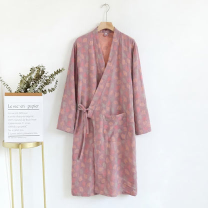 Ginkgo Leaf Cotton Gauze Yukata Robe - image 15