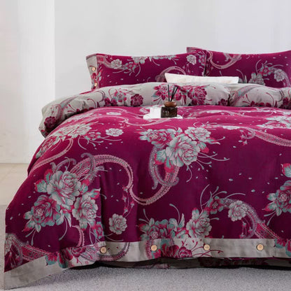 Luxury Peony Cotton Gauze Bedding Set(4PCS) - image 1