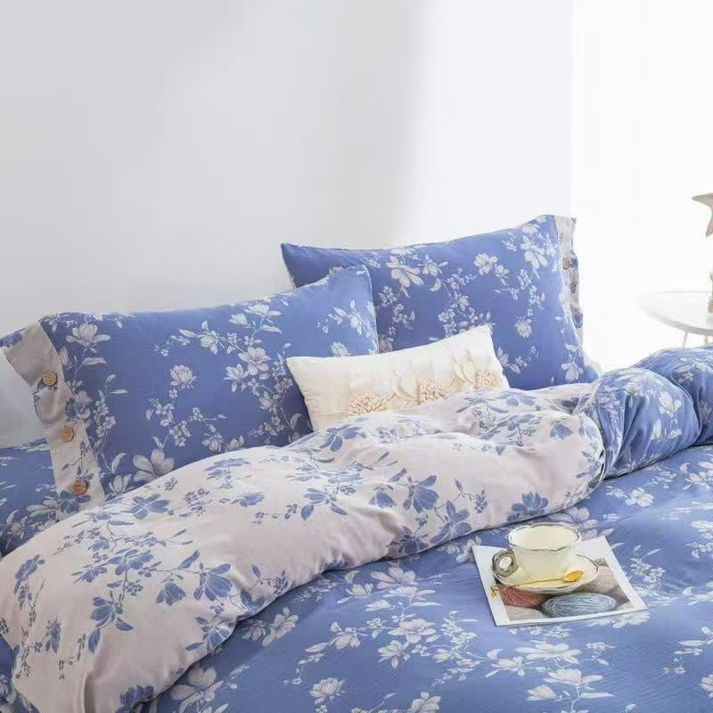 Blue Lily Cotton Gauze Bedding Set(4PCS) - image 2