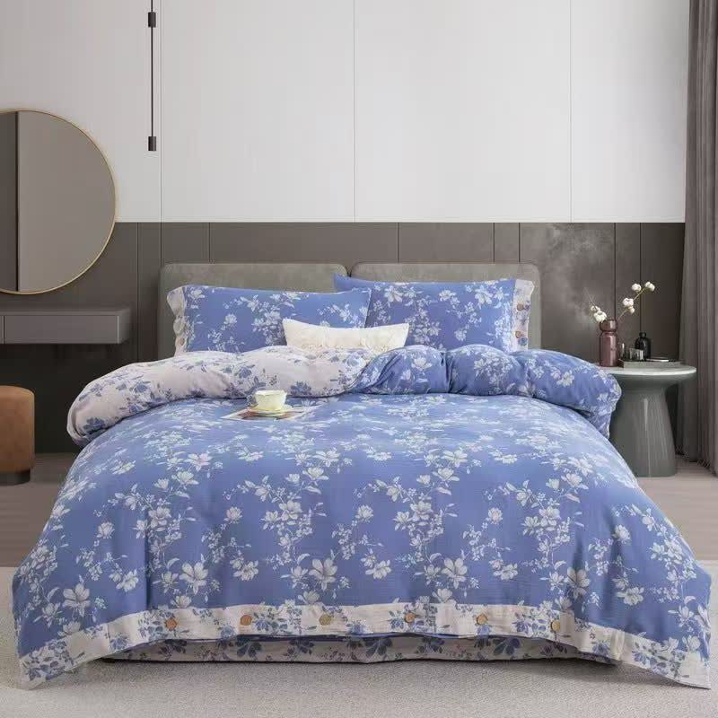 Blue Lily Cotton Gauze Bedding Set(4PCS) - King - image 0