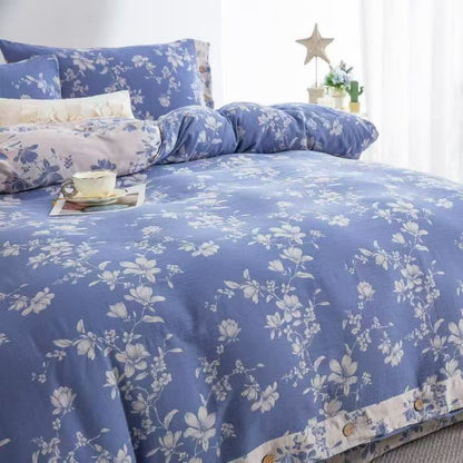 Blue Lily Cotton Gauze Bedding Set(4PCS) - image 1